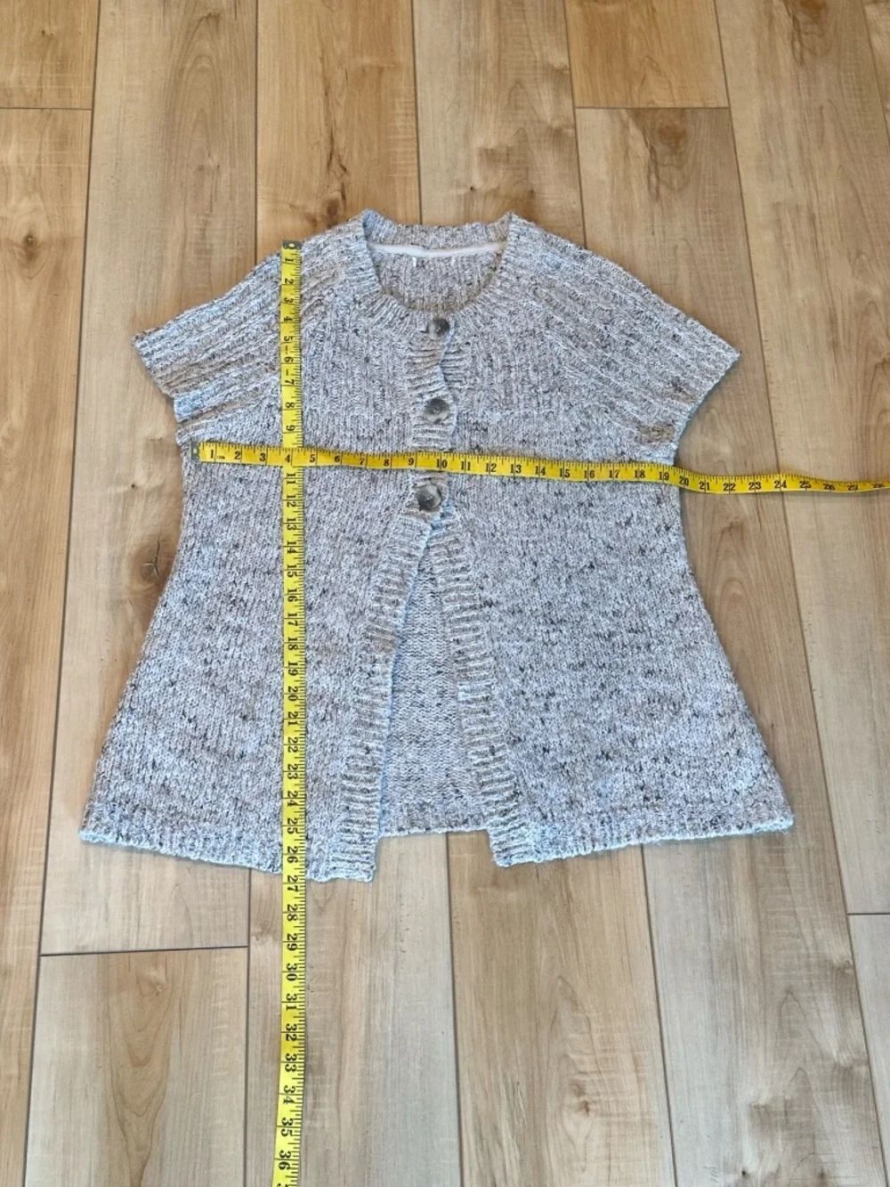 Women's Lightweight Knit Raglan Sleeve Vest-Cardigan Brown/Tan /Cream Large - Picture 3 of 8